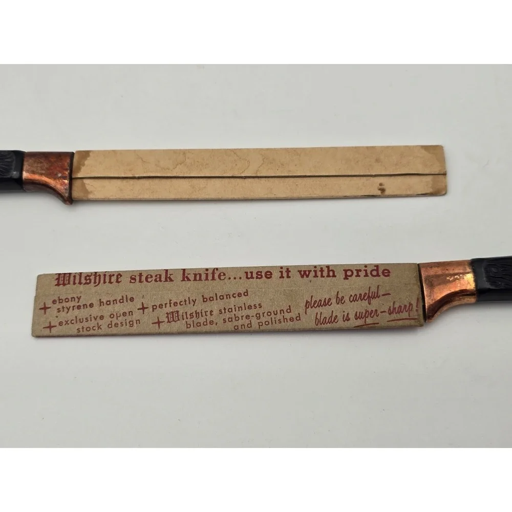 Wilshire Ltd. Steak Knife Pair  Stainless Steel Copper Set Of 2 Vintage Black